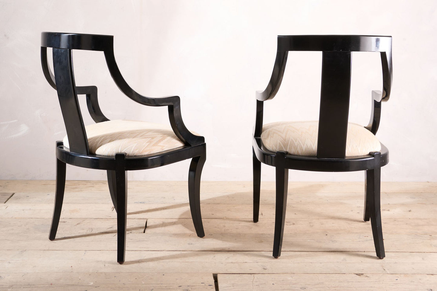 20th Century Black lacquered side chairs