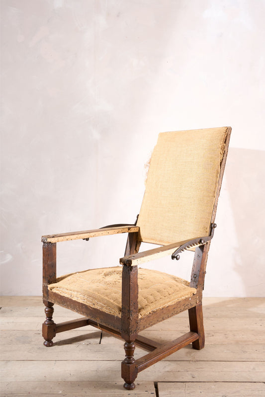 Large 18th century French walnut reclining armchair