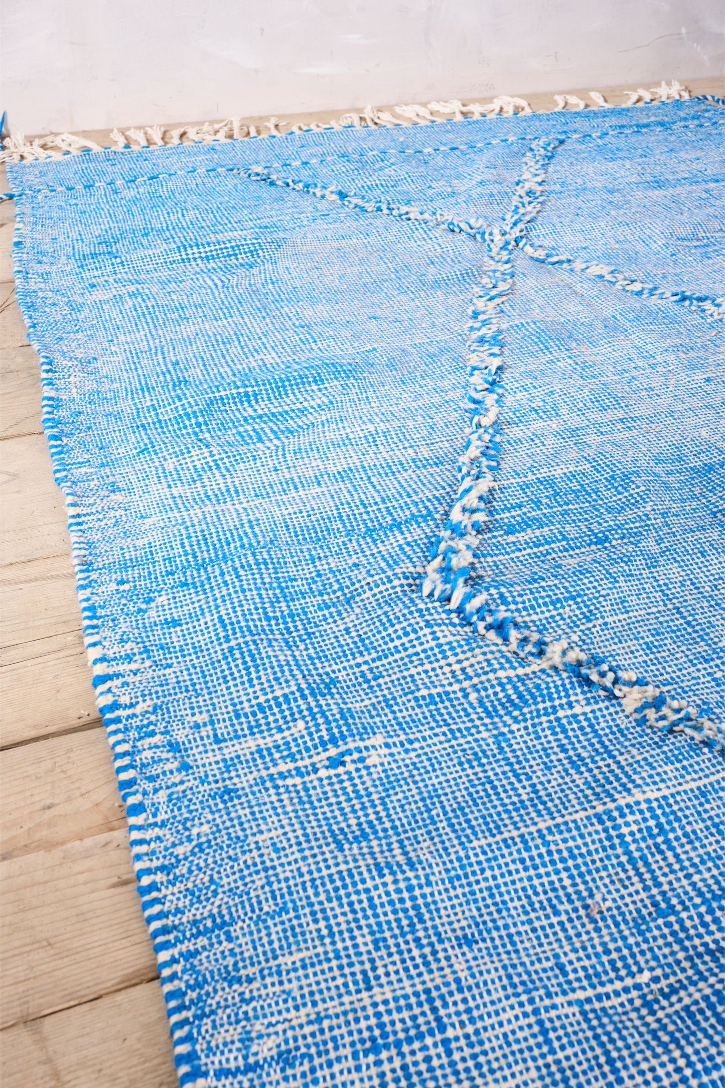 Genuine Hand woven Moroccan rug- Blue diamond