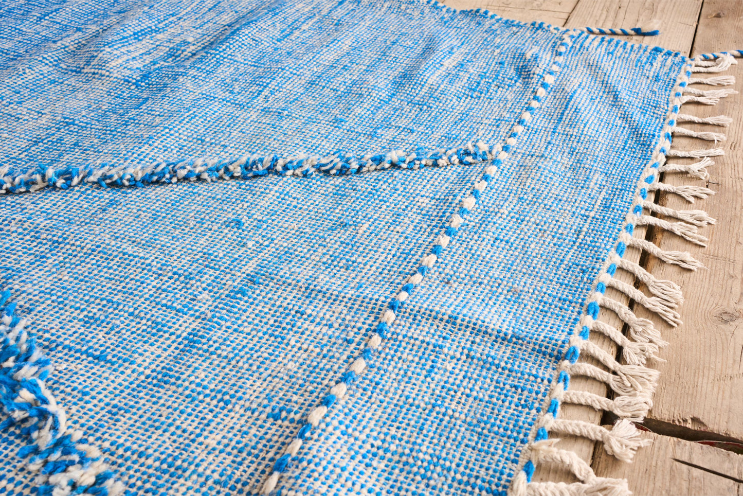 Genuine Hand woven Moroccan rug- Blue diamond