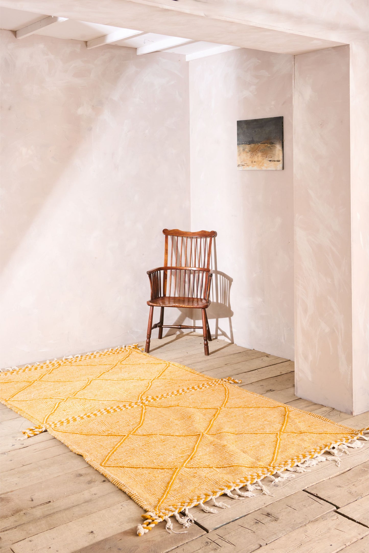 Genuine Hand woven Moroccan rug- Yellow diamond