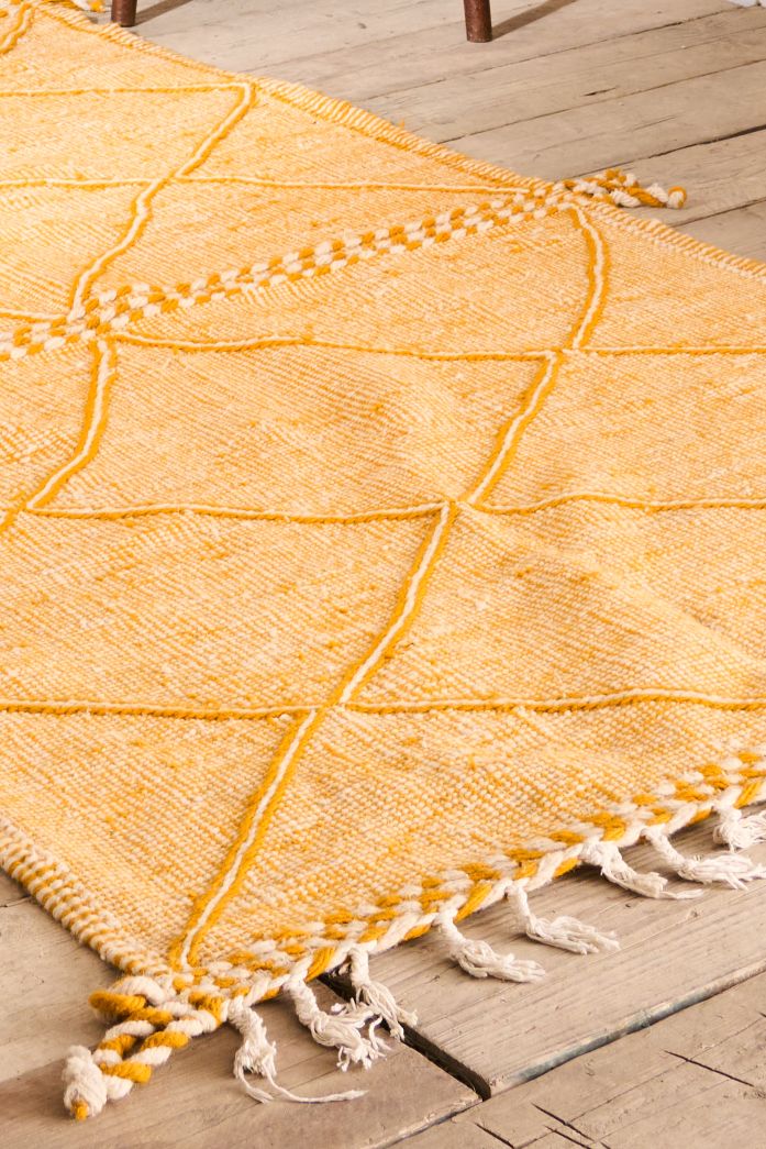 Genuine Hand woven Moroccan rug- Yellow diamond