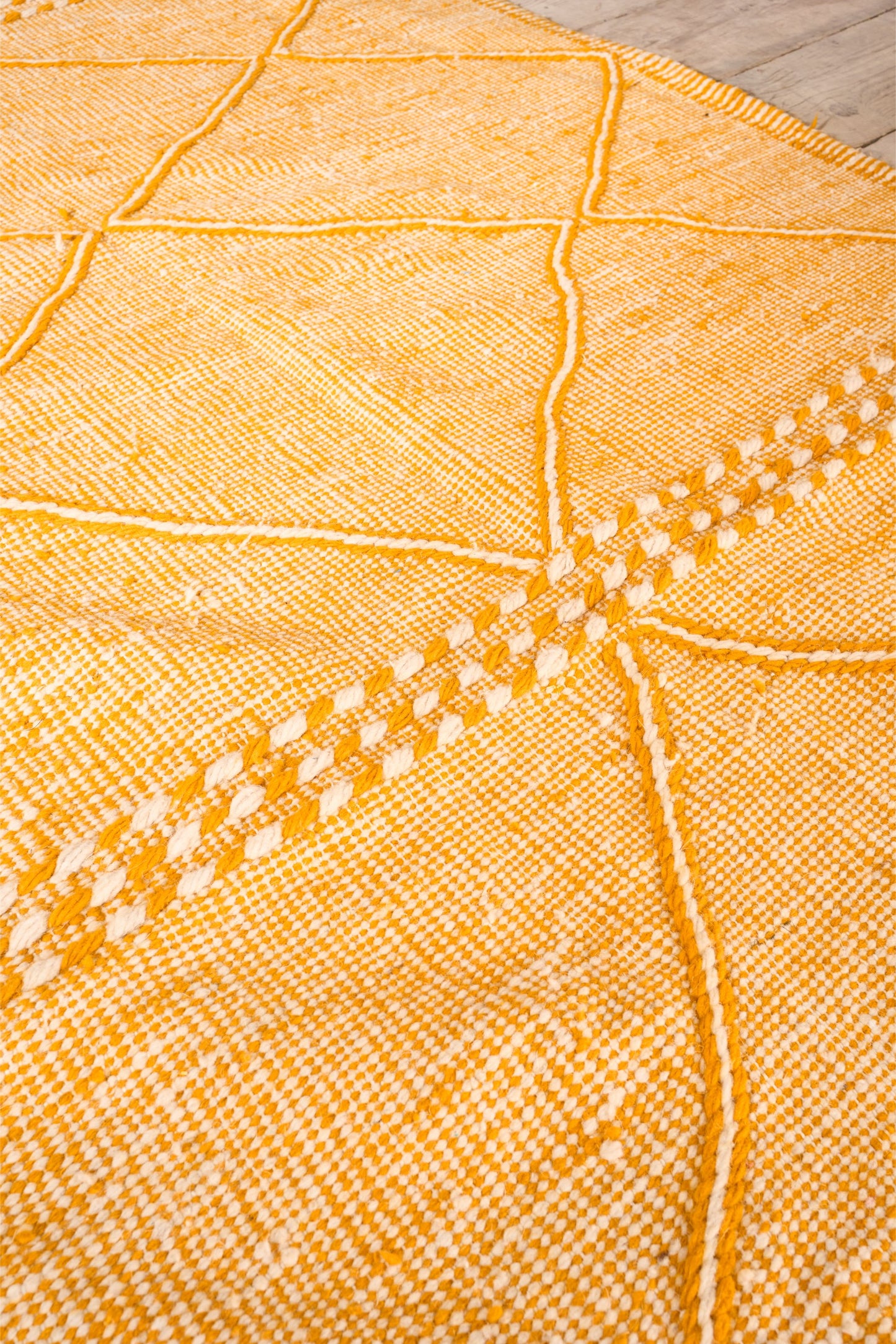 Genuine Hand woven Moroccan rug- Yellow diamond