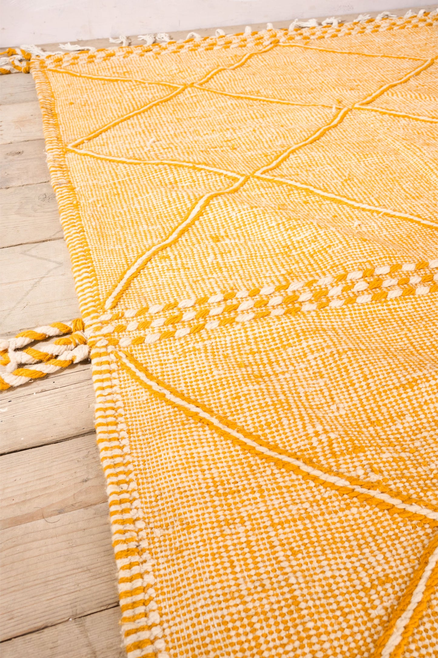 Genuine Hand woven Moroccan rug- Yellow diamond