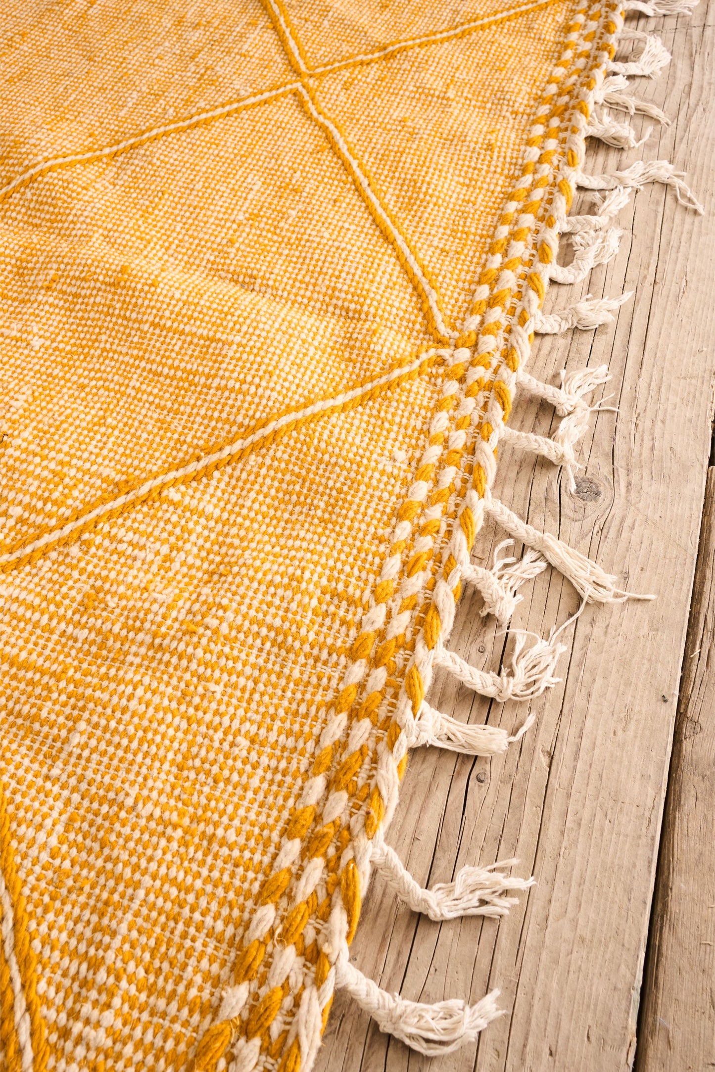 Genuine Hand woven Moroccan rug- Yellow diamond