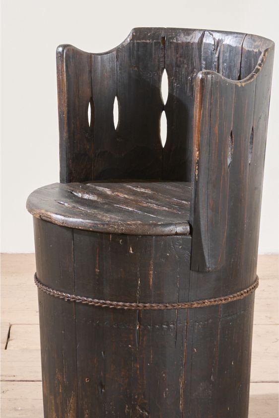 19th Century Folk art barrel chairs - Black