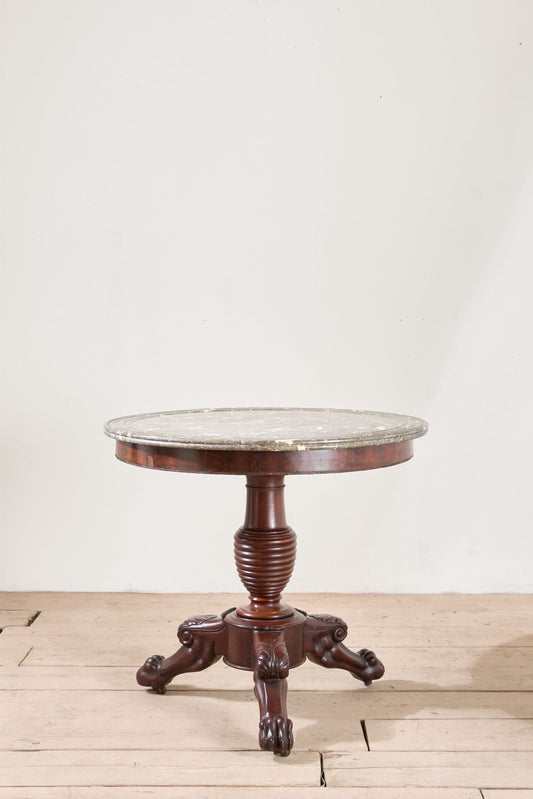 19th century Mahogany and Grey marble Gueridon table