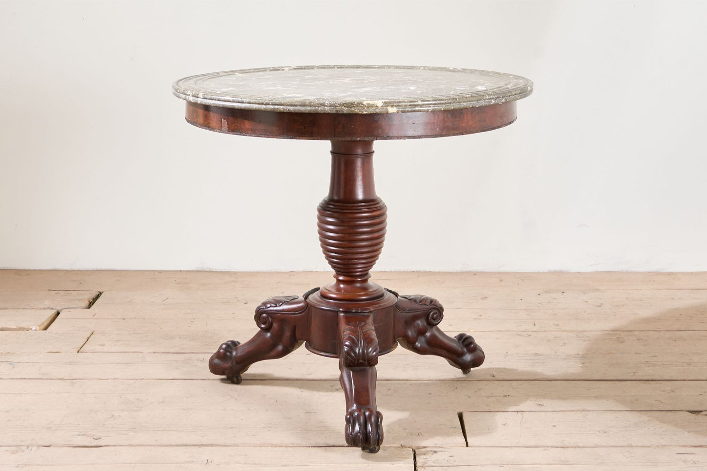 19th century Mahogany and Grey marble Gueridon table