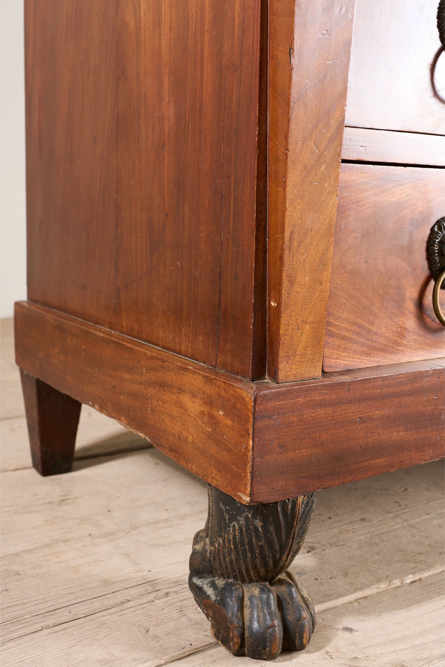 19th century French empire mahogany and fossil marble chest of drawers