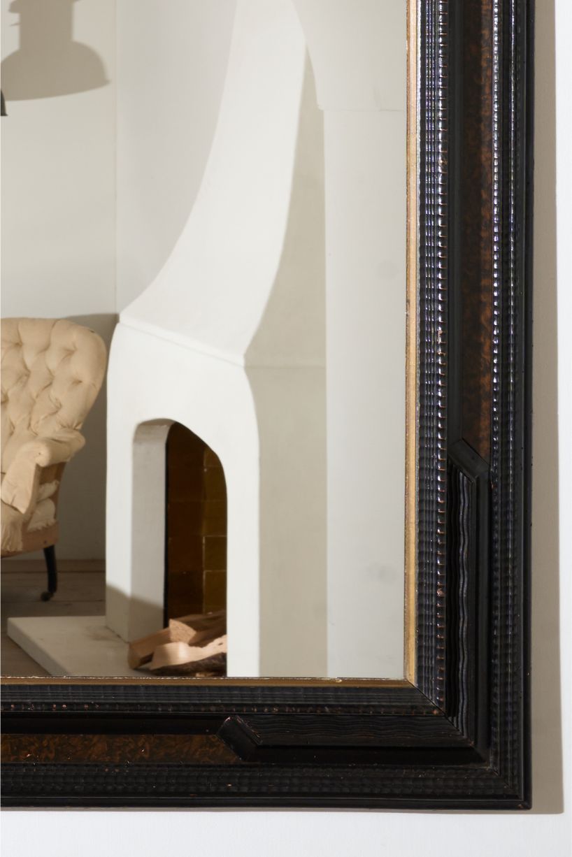 Large 19th century Italian Ebonised and faux tortoiseshell mirror