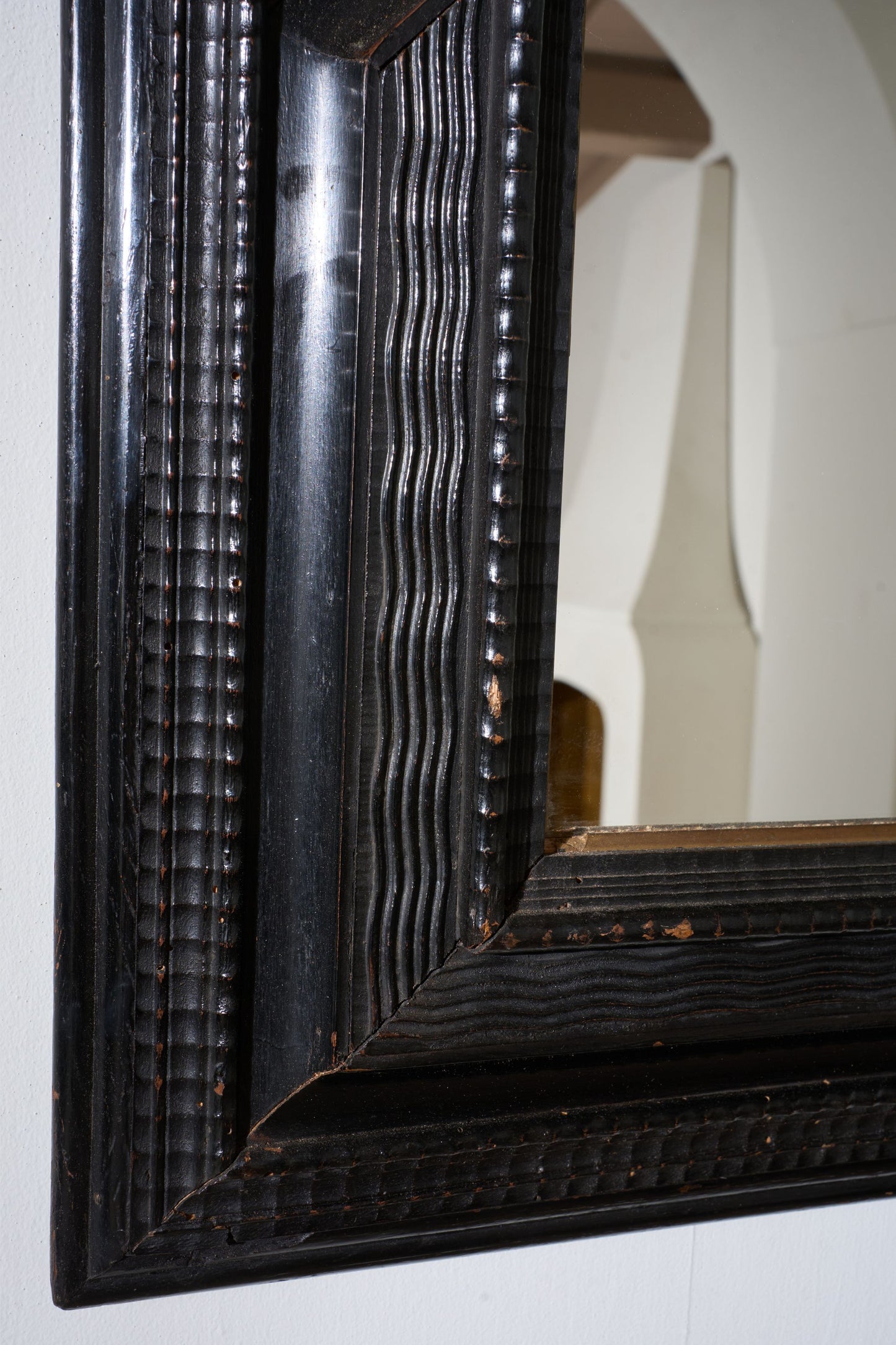 Large 19th century Italian Ebonised and faux tortoiseshell mirror