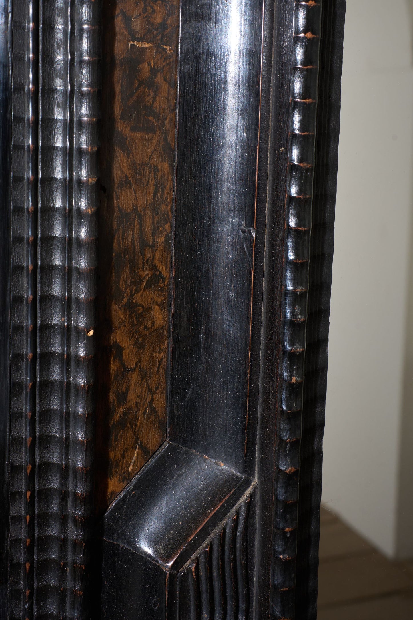 Large 19th century Italian Ebonised and faux tortoiseshell mirror