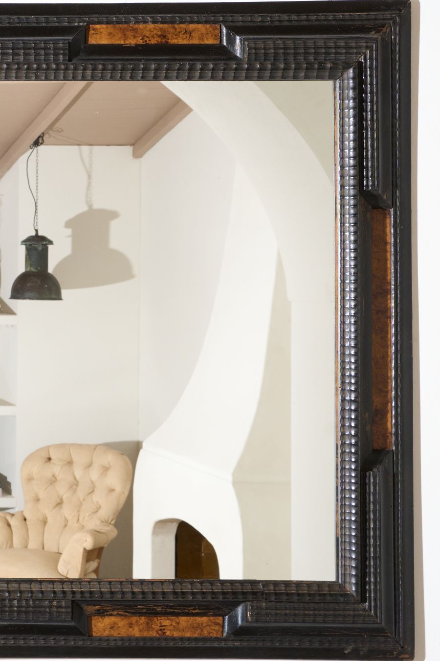 19th century Ebonised and faux tortoiseshell Italian mirror - 1