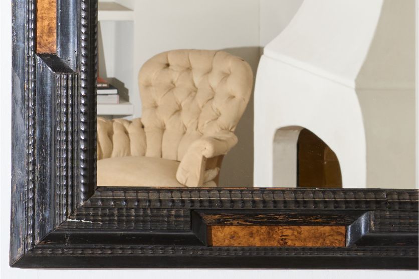 19th century Ebonised and faux tortoiseshell Italian mirror - 1