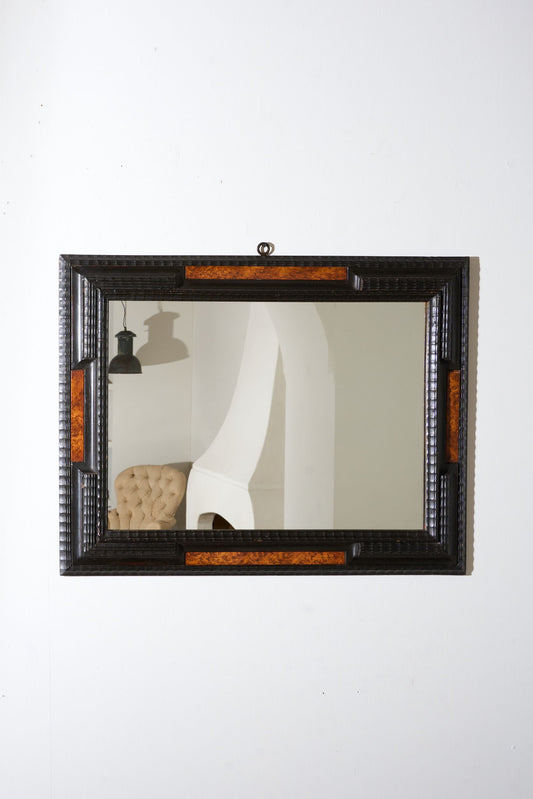 19th century Ebonised and Faux tortoiseshell Italian mirror - 2