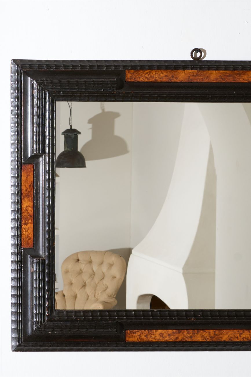 19th century Ebonised and Faux tortoiseshell Italian mirror - 2