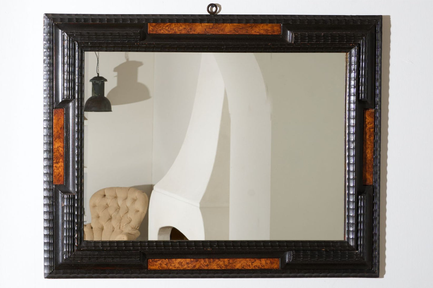 19th century Ebonised and Faux tortoiseshell Italian mirror - 2