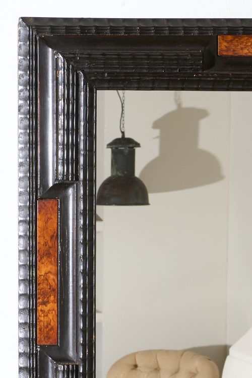 19th century Ebonised and Faux tortoiseshell Italian mirror - 2