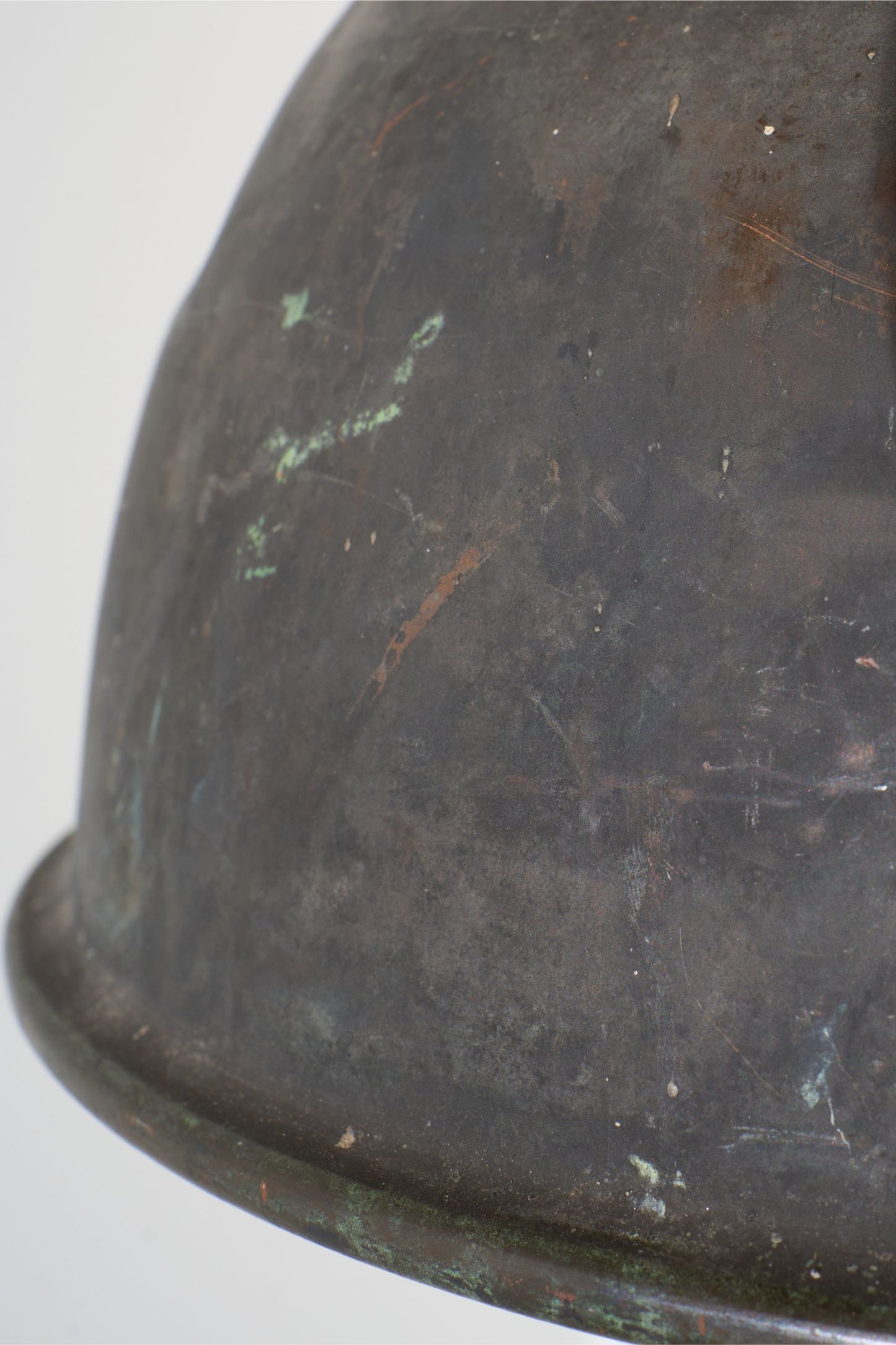 20th century patinated copper holophane pendant light