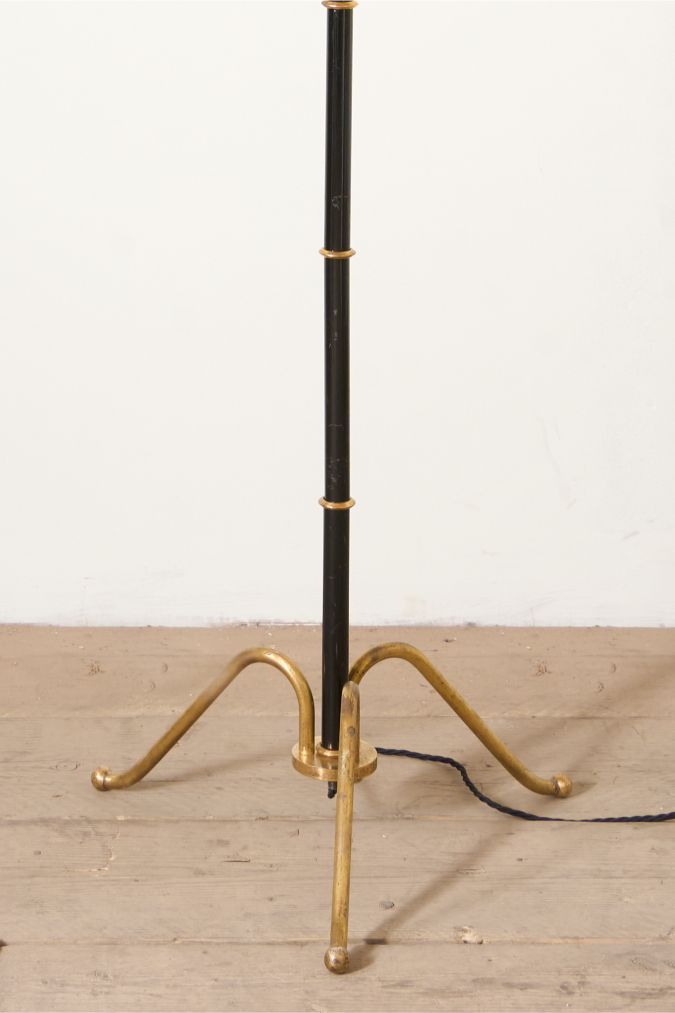 Mid 20th century black enamel and brass floor lamp