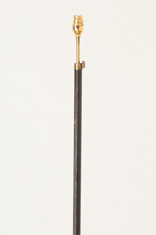 Mid 20th century Spanish black leather and brass floor lamp