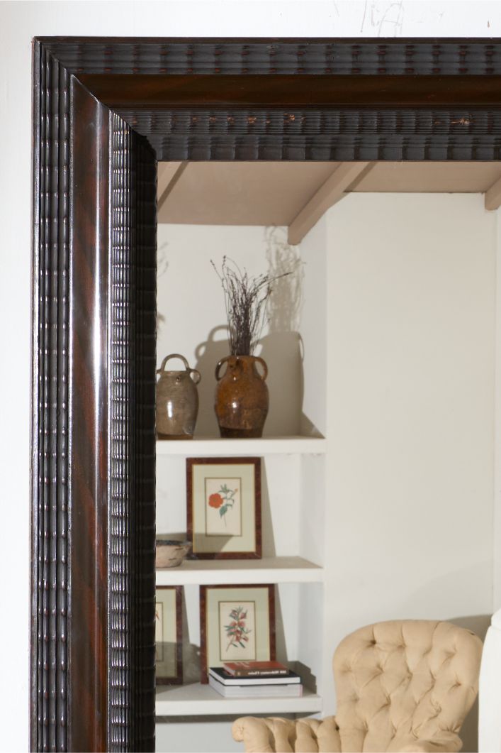 Large 19th century Italian Ebonised and faux mahogany wall mirror