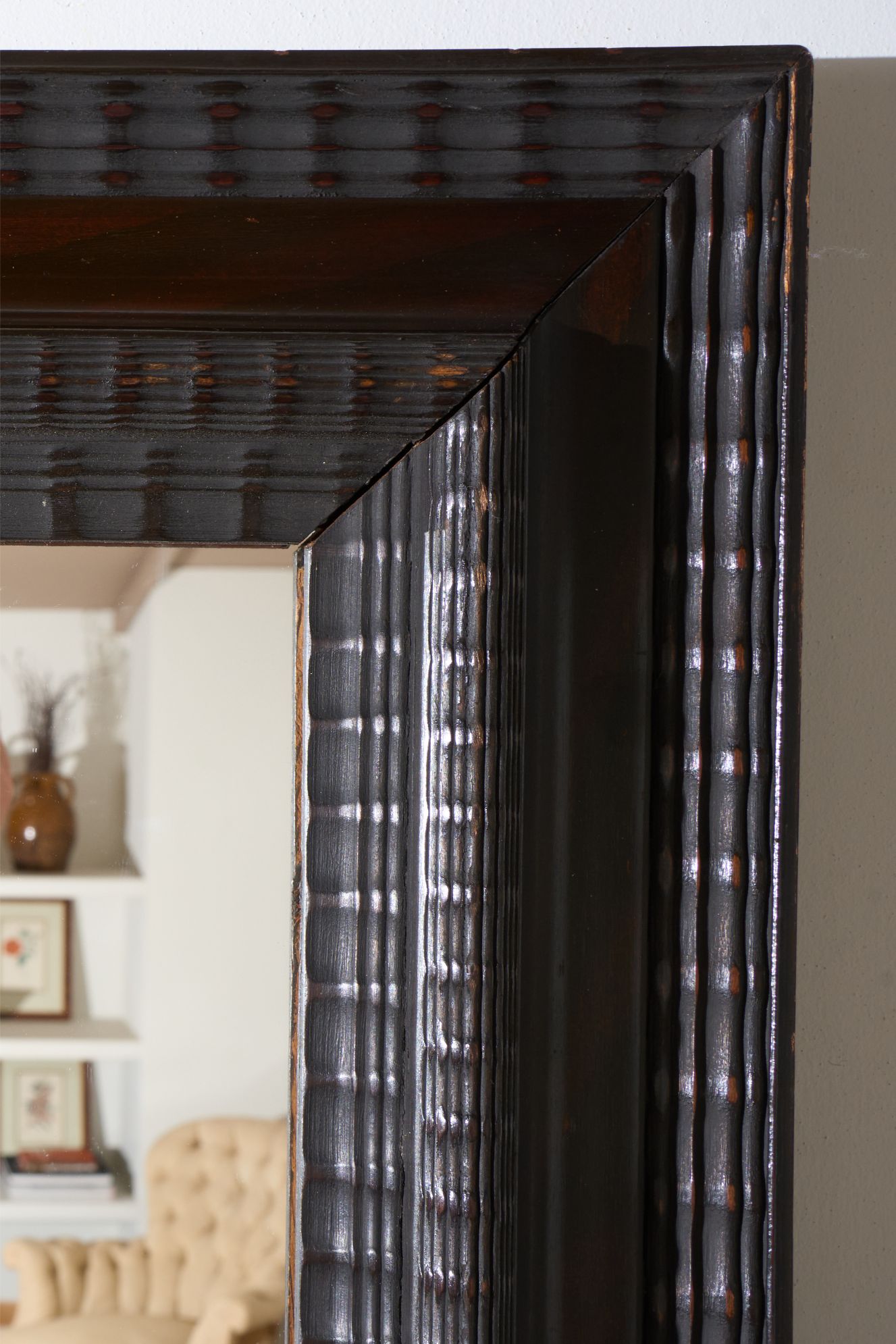 Large 19th century Italian Ebonised and faux mahogany wall mirror