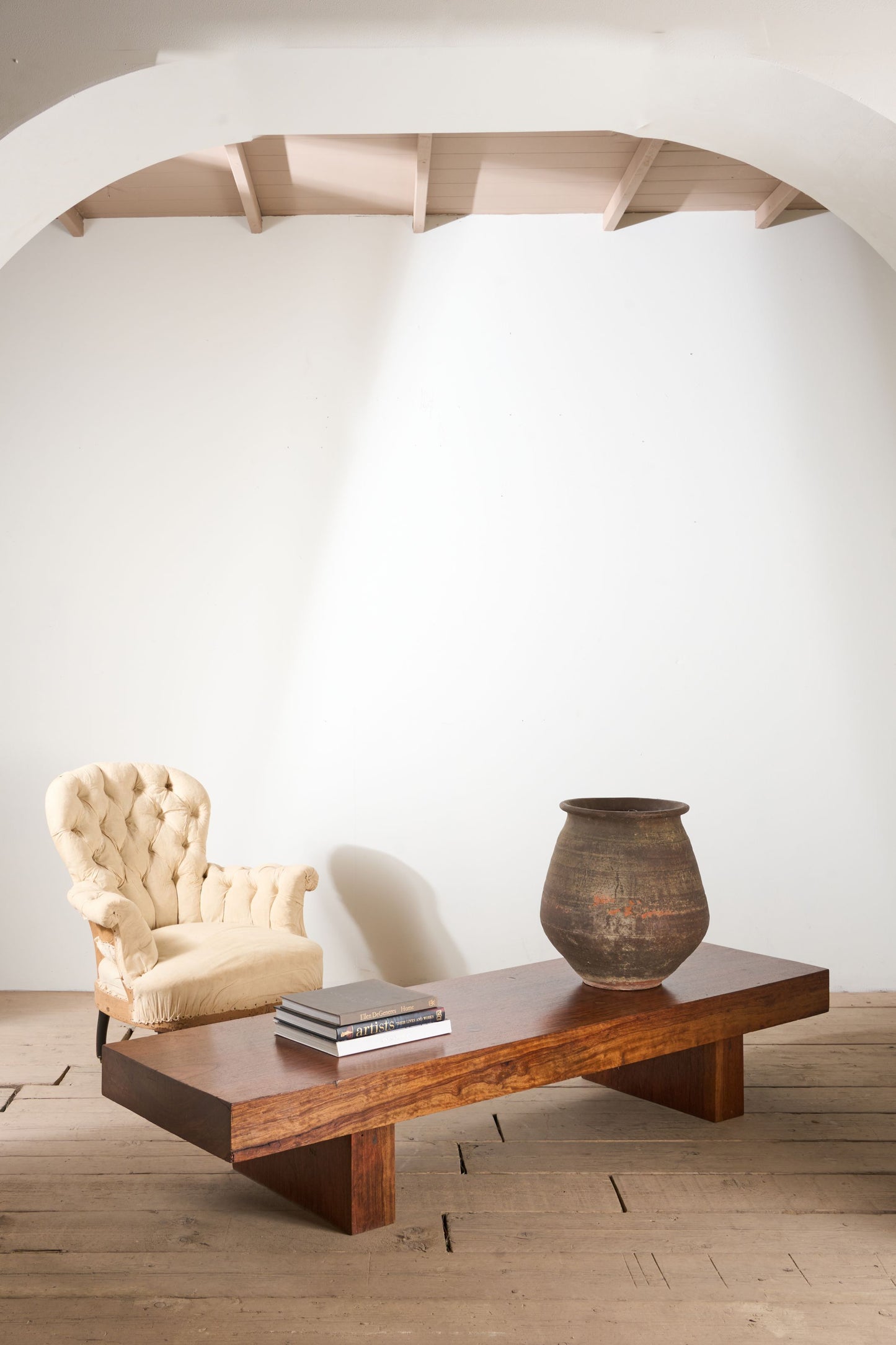 Mid century Solid teak slab coffee table