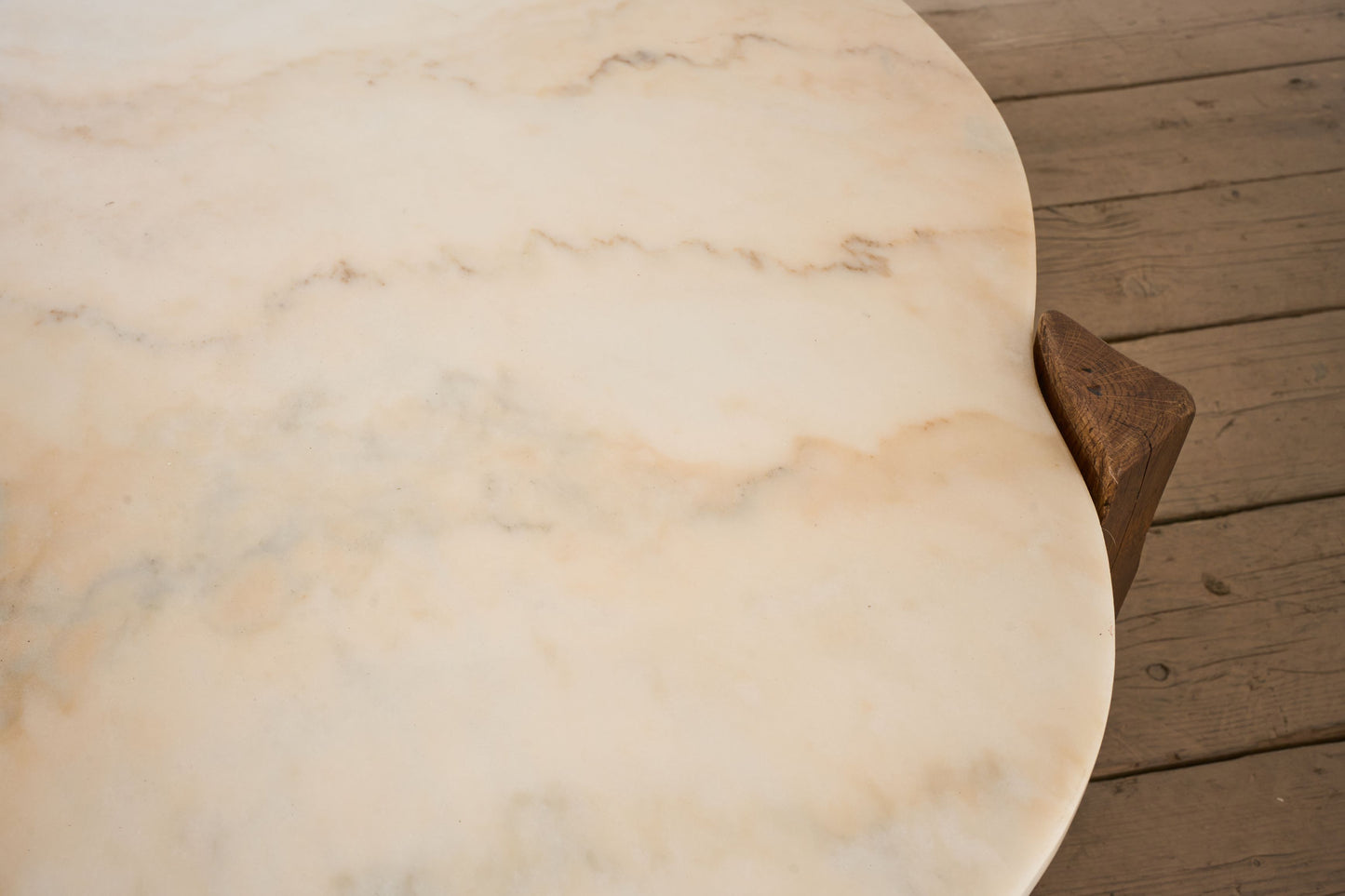 Large mid 20th century oak and polished stone coffee table