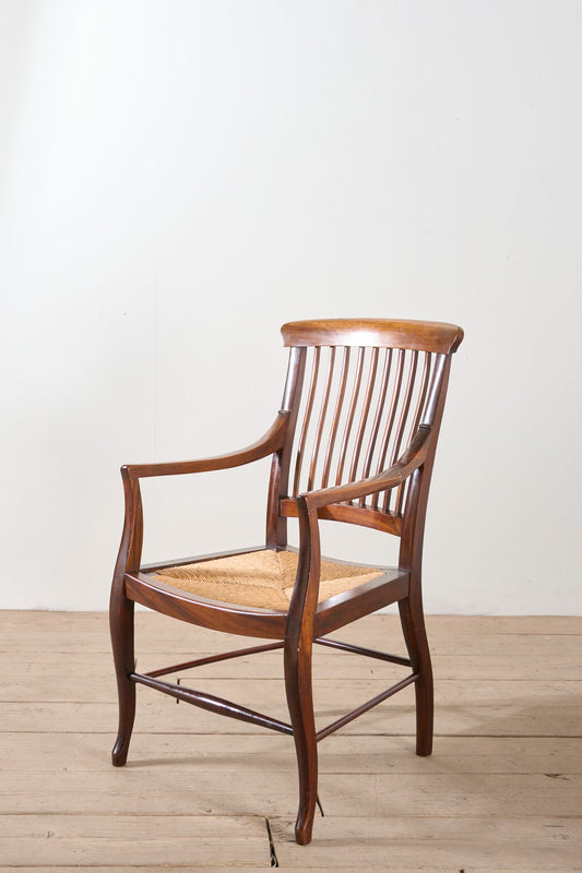 c.1900 Mahogany and rush seated library chair