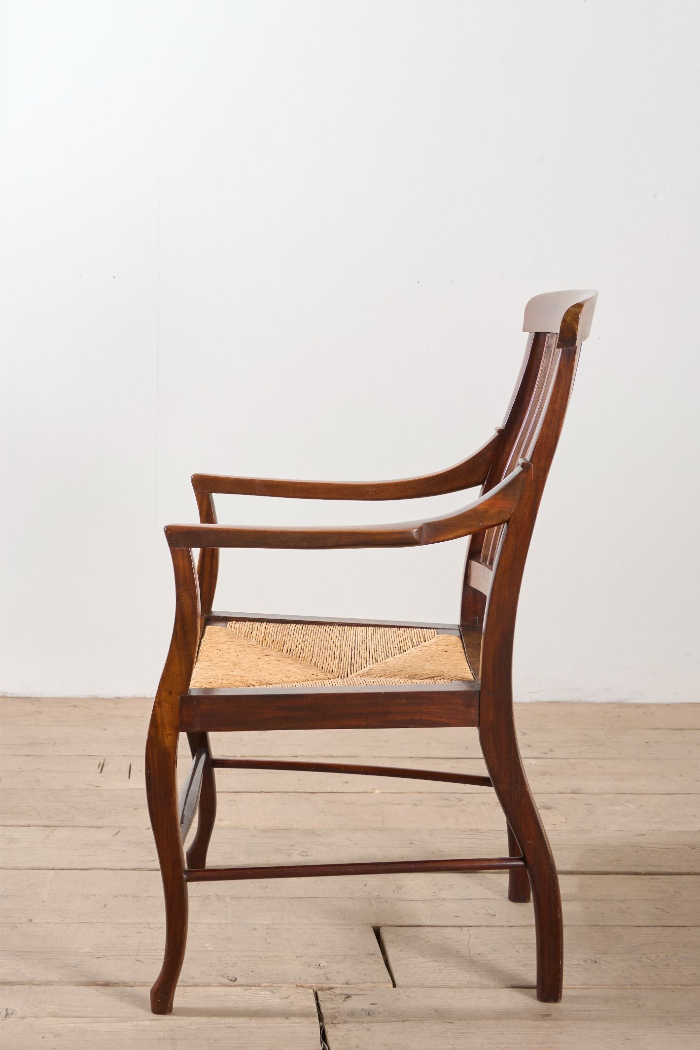 c.1900 Mahogany and rush seated library chair