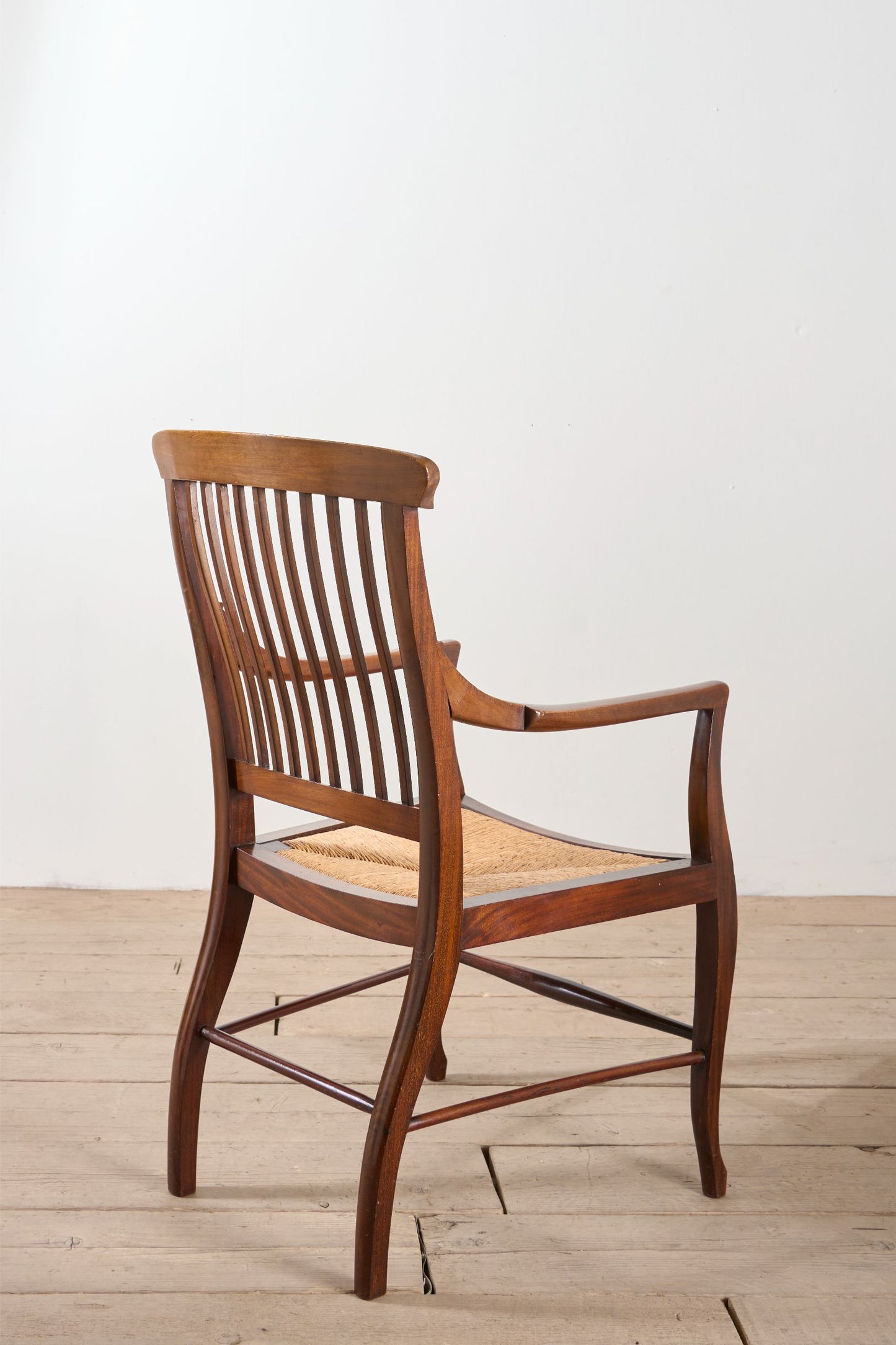 c.1900 Mahogany and rush seated library chair