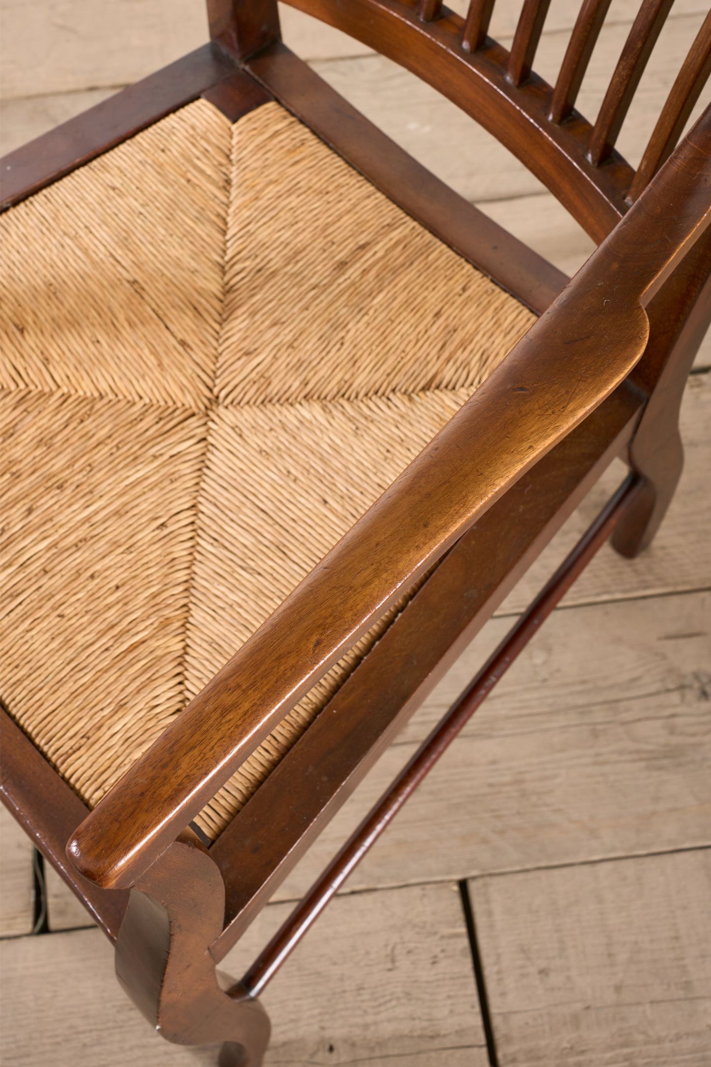 c.1900 Mahogany and rush seated library chair