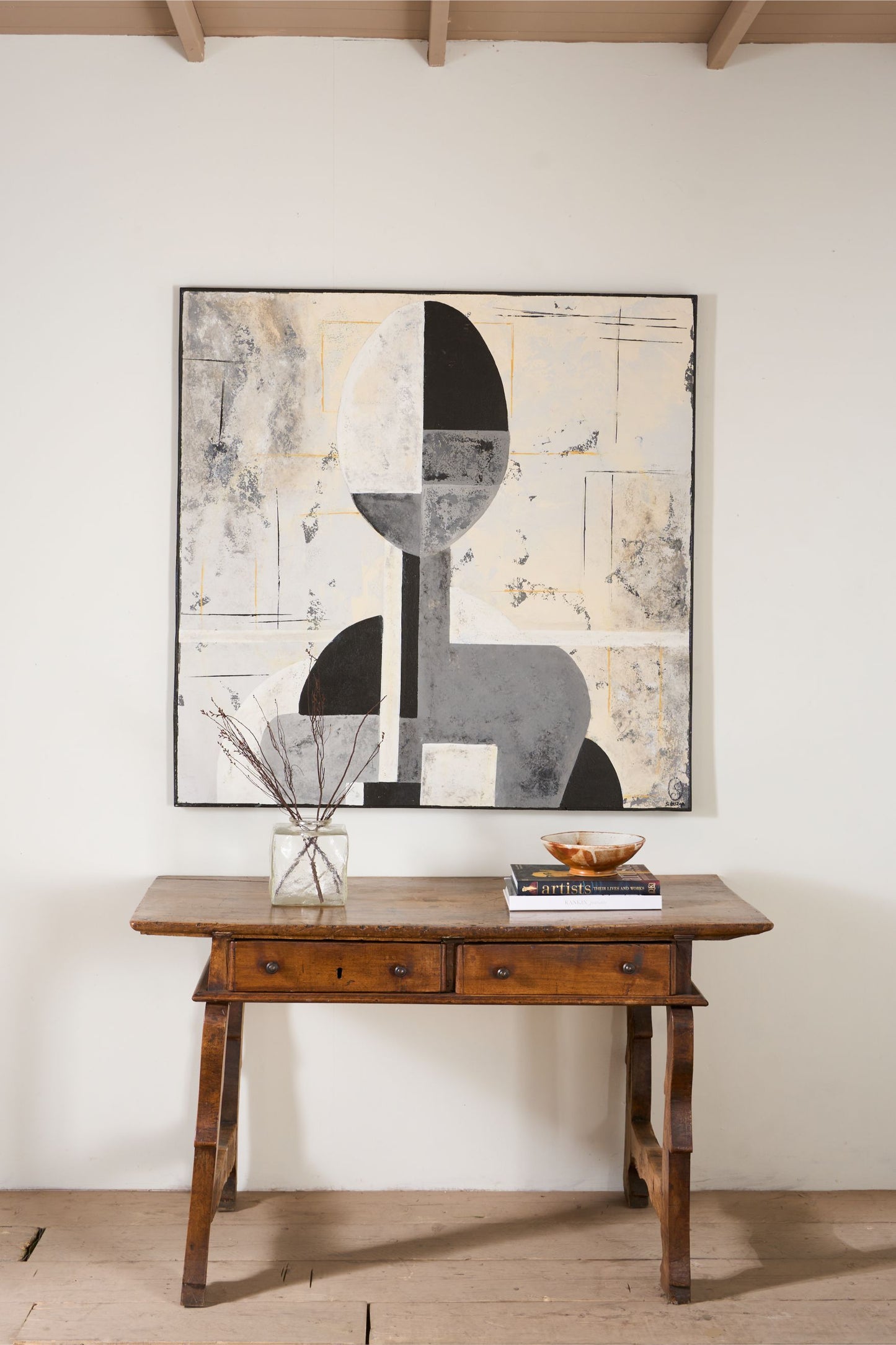 Large modern abstract painting on board by Sylvia Ortega - 003