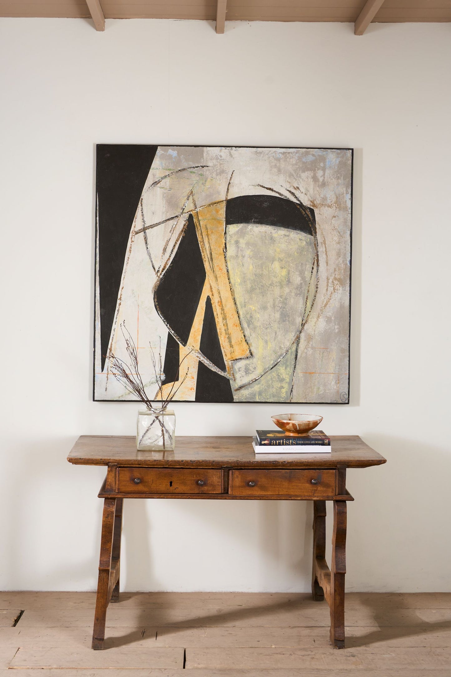 Large modern abstract painting on board by Sylvia Ortega - 001