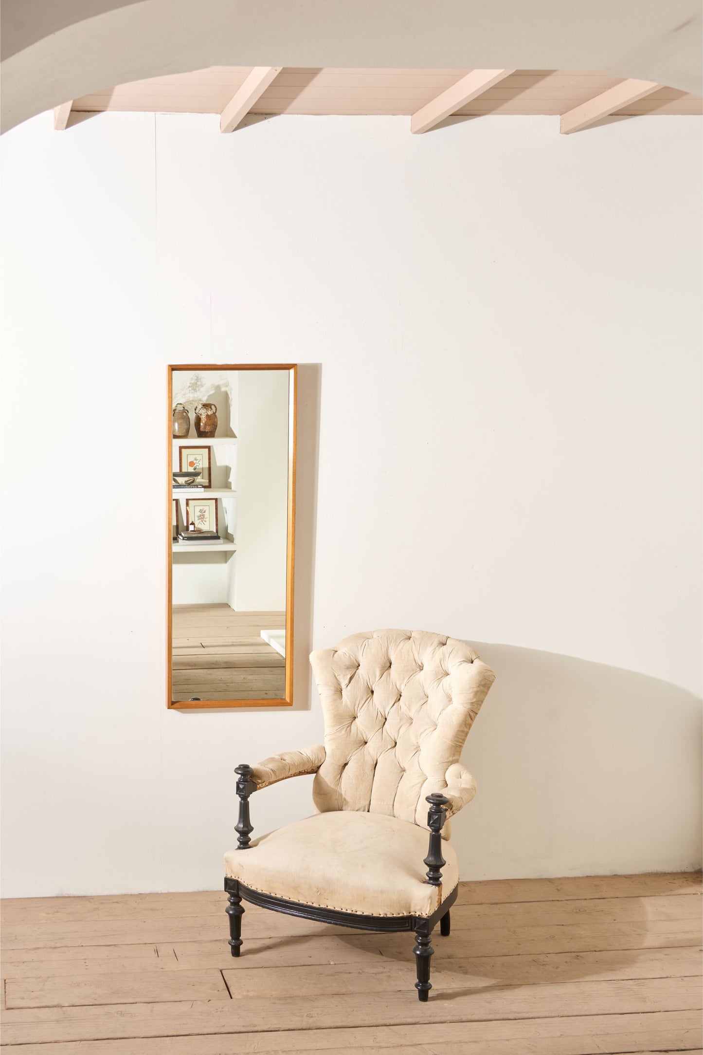 Mid century Solid teak Danish wall mirror