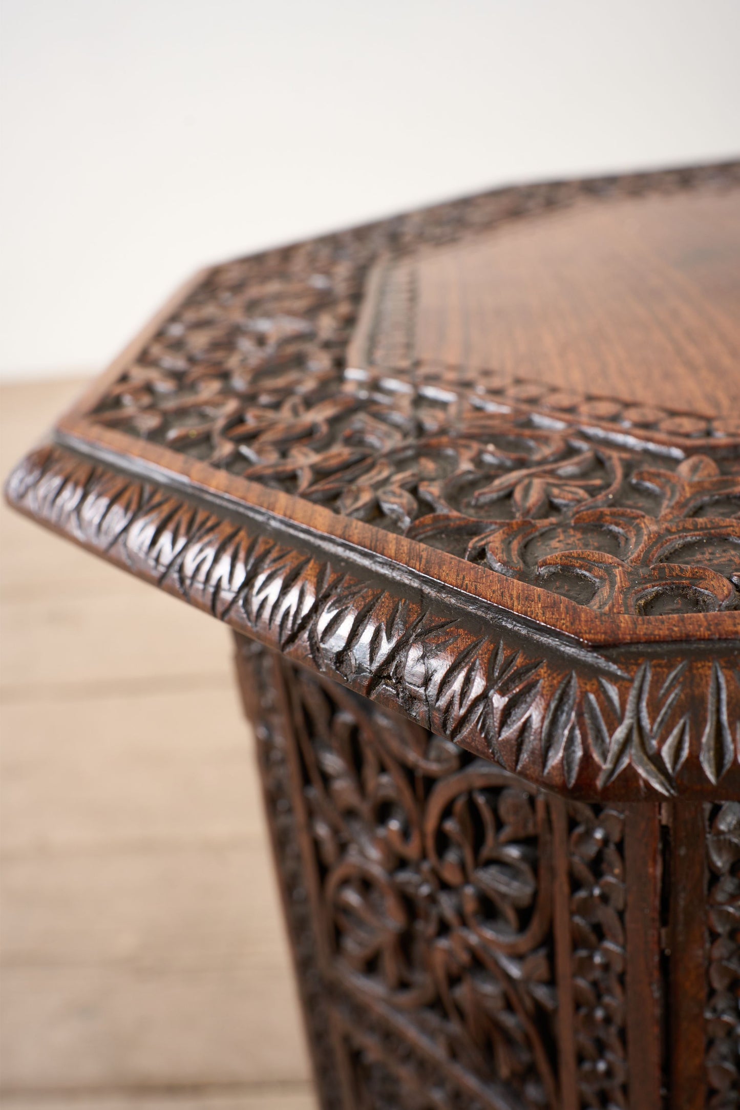 19th century Carved Padauk Anglo-Indian side table - smaller