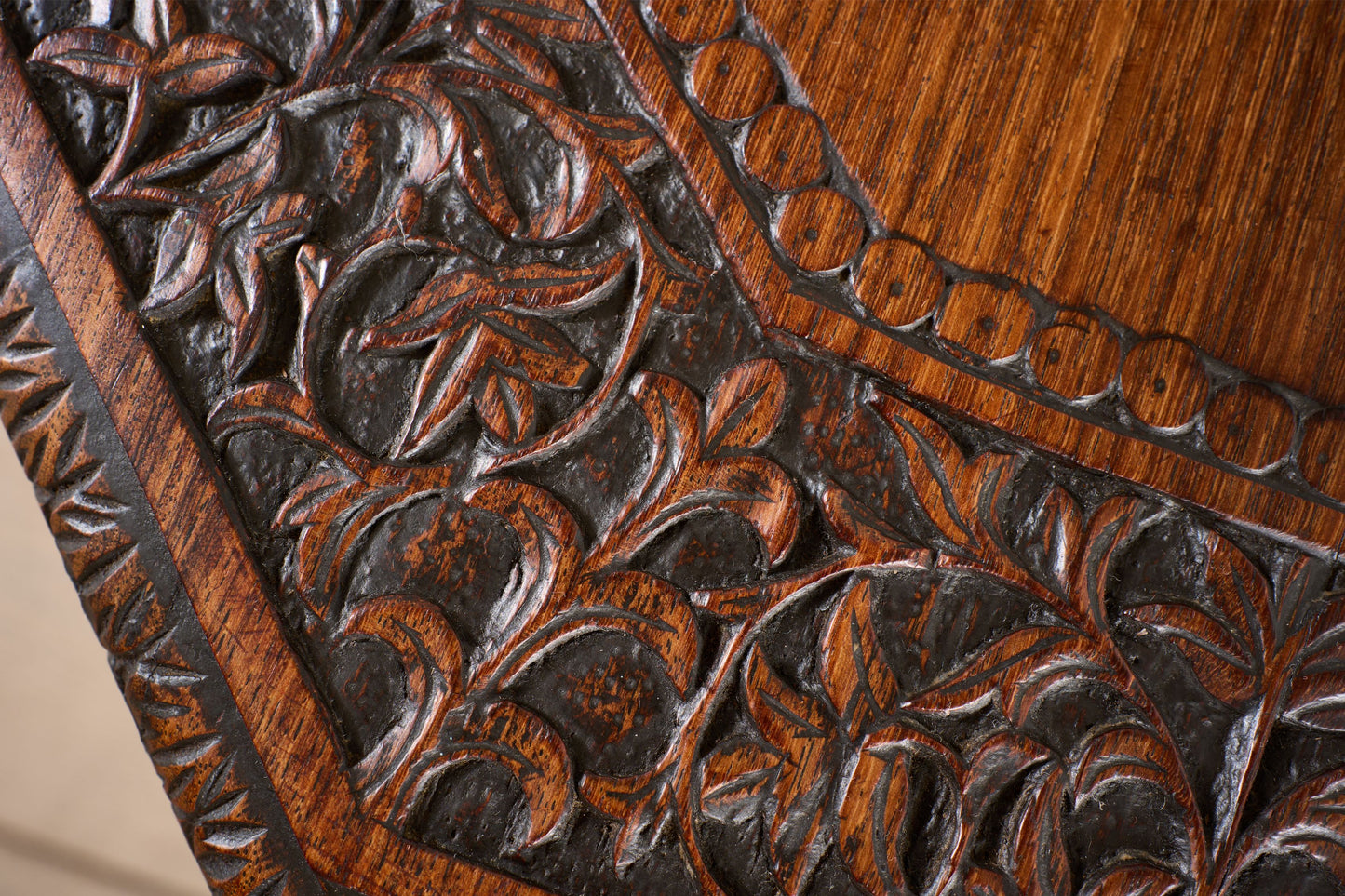 19th century Carved Padauk Anglo-Indian side table - smaller