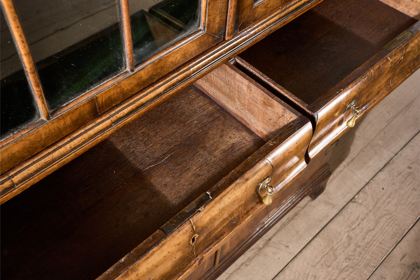 19th century George I style double arched walnut cabinet