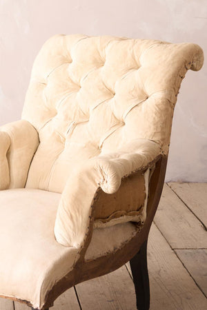 Napoleon III Buttoned scroll back armchair