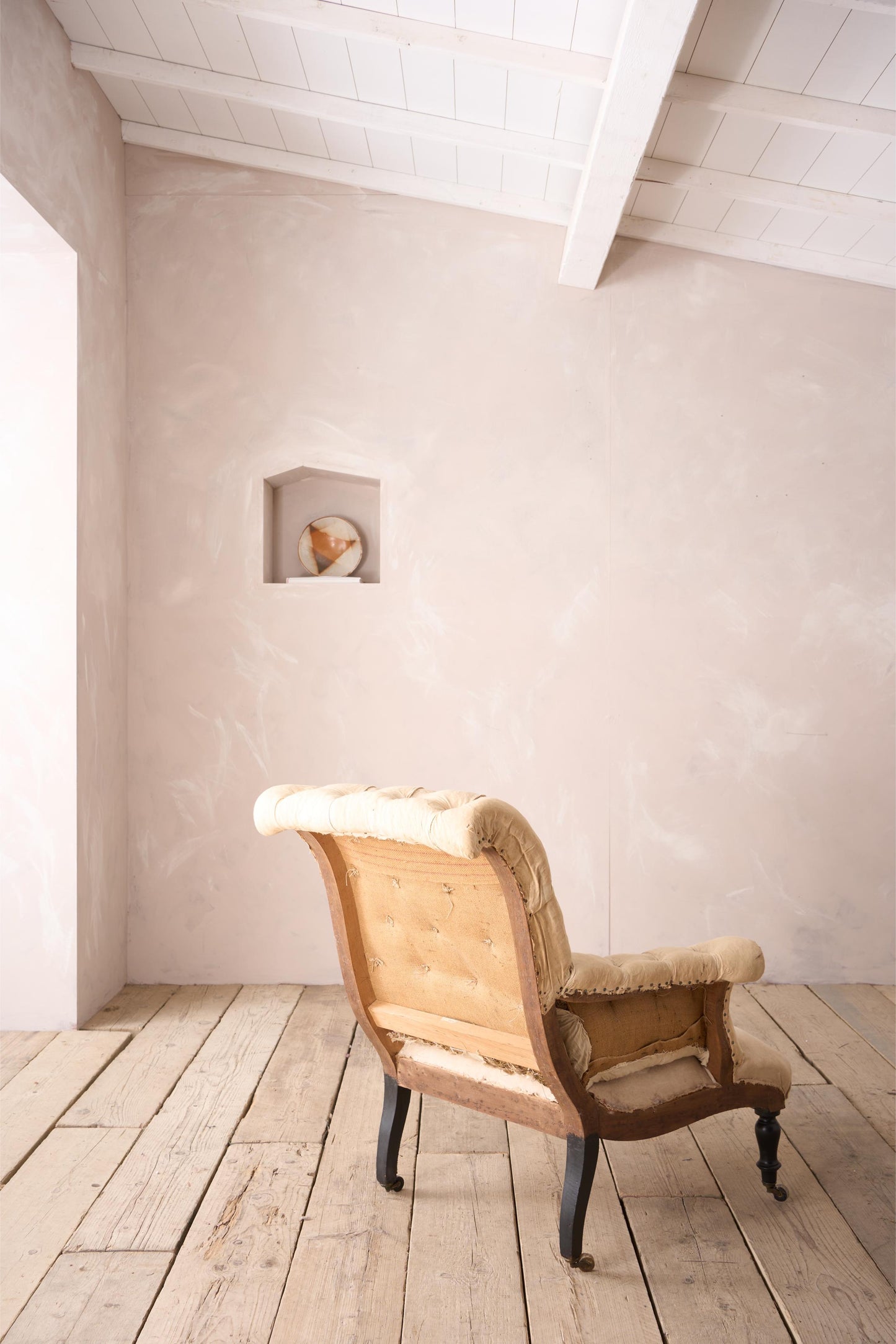 Napoleon III Buttoned scroll back armchair