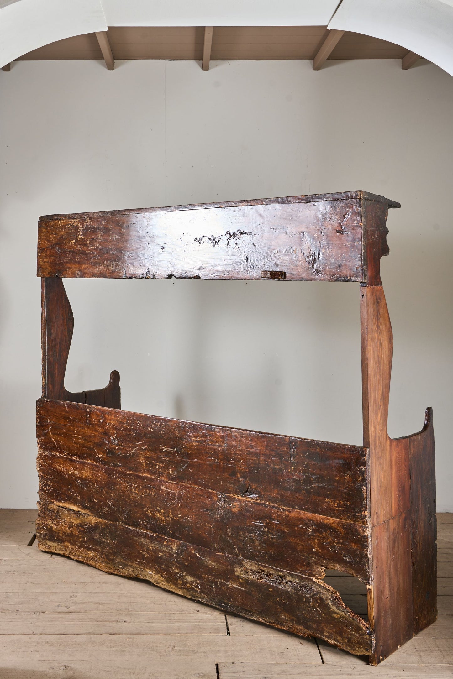 18th Century Folk art canopied Spanish settle - TallBoy Interiors