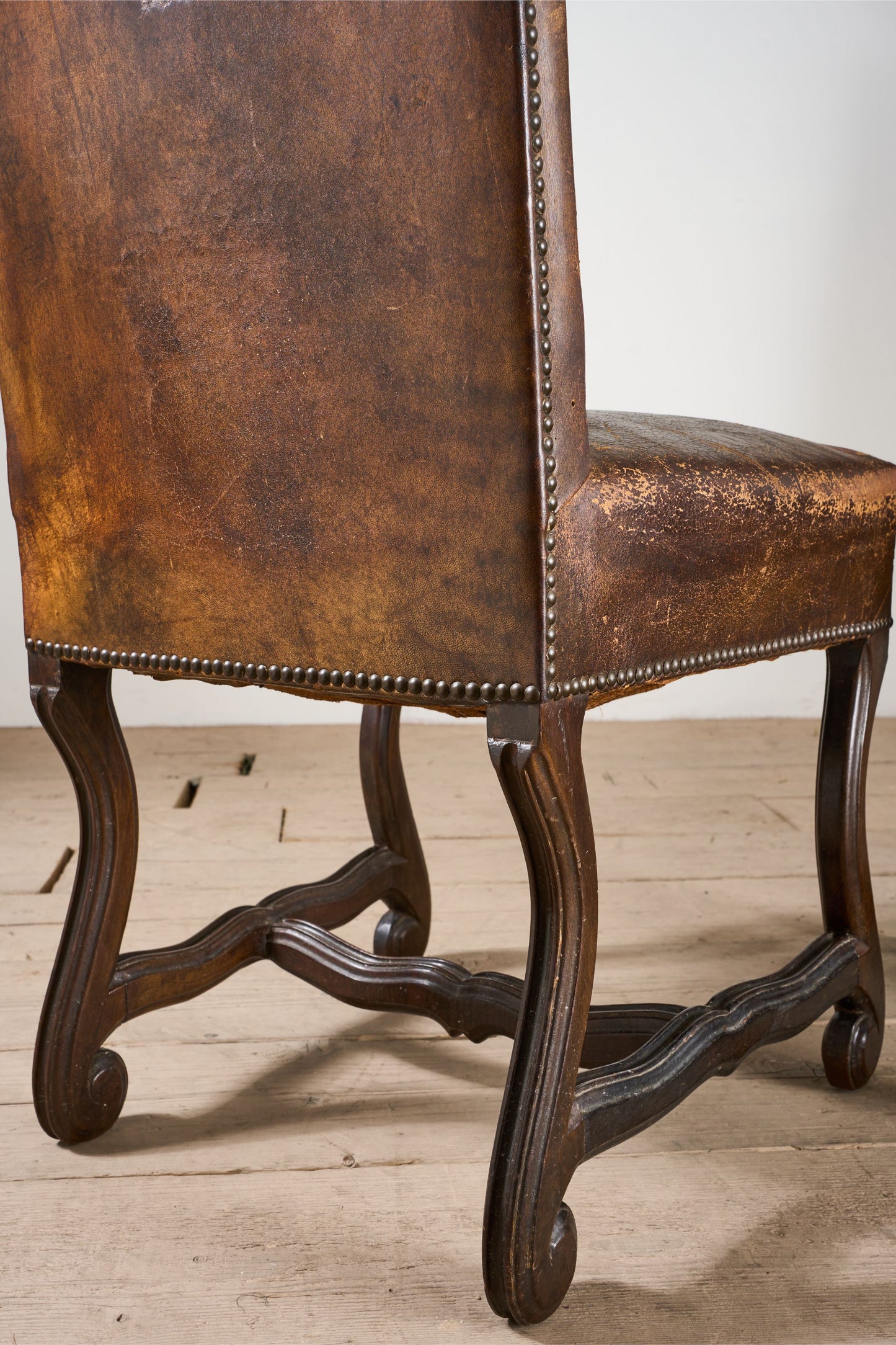 Set of 6 19th century Spanish leather dining chairs - TallBoy Interiors