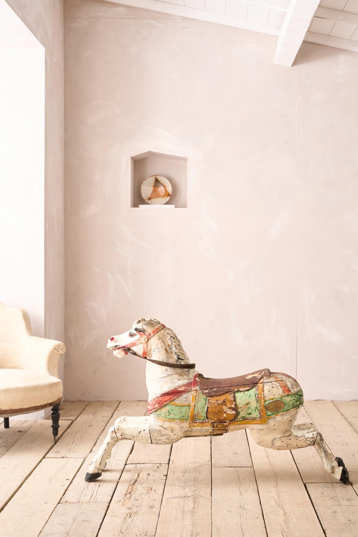 19th century Carved wooden fairground horse by Limonaire Freres Paris