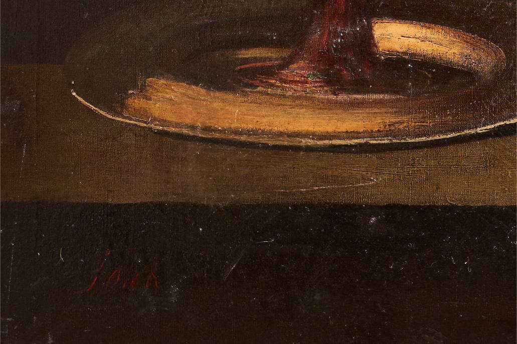 Large 20th century oil on canvas painting of 4 pots