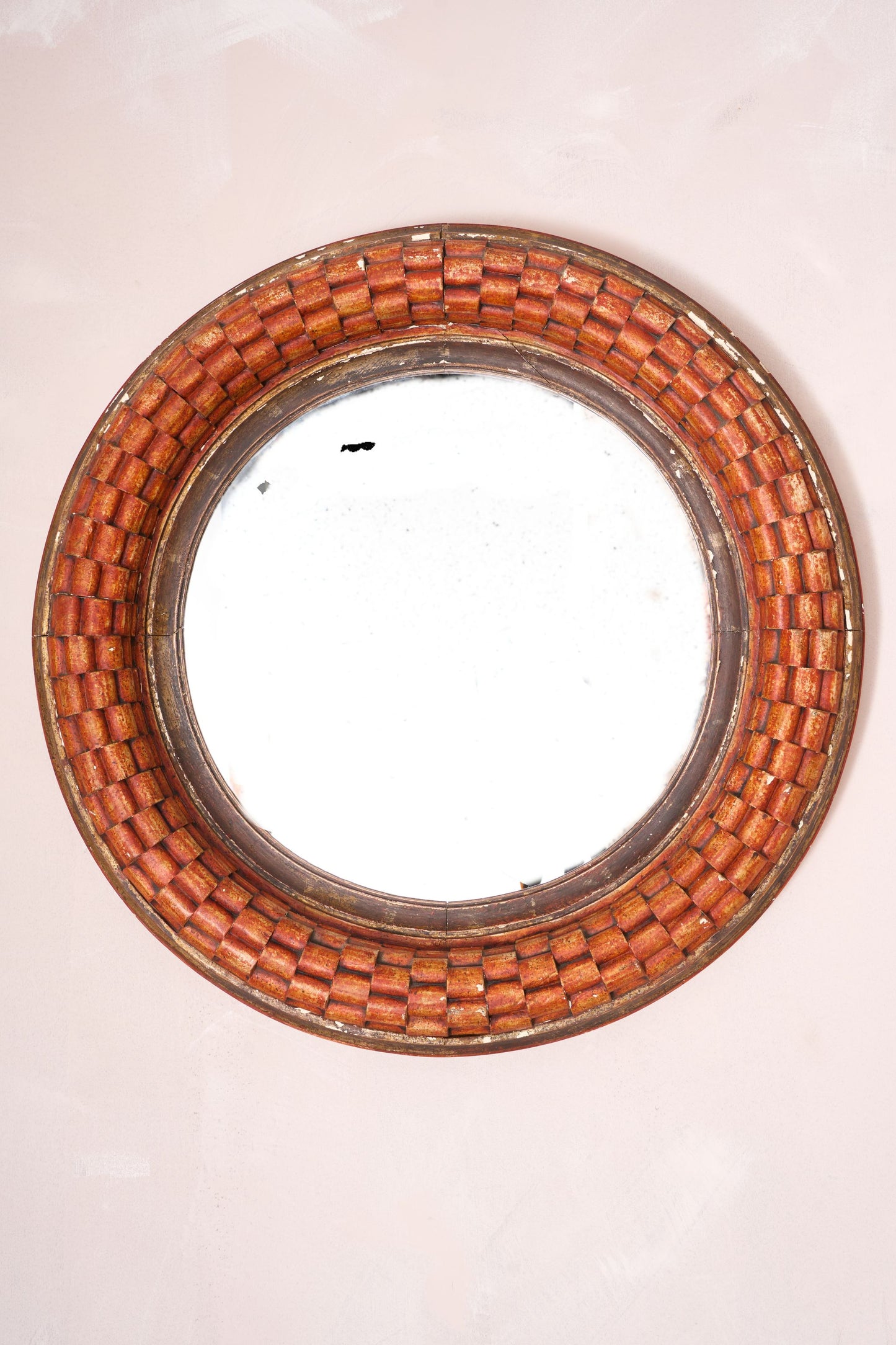20th century Red painted Italian Circular wall mirror