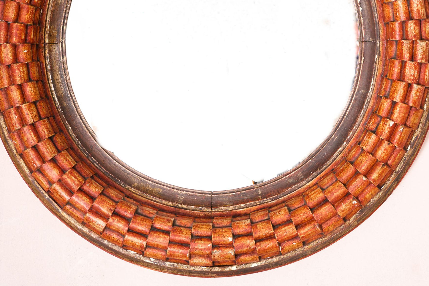 20th century Red painted Italian Circular wall mirror