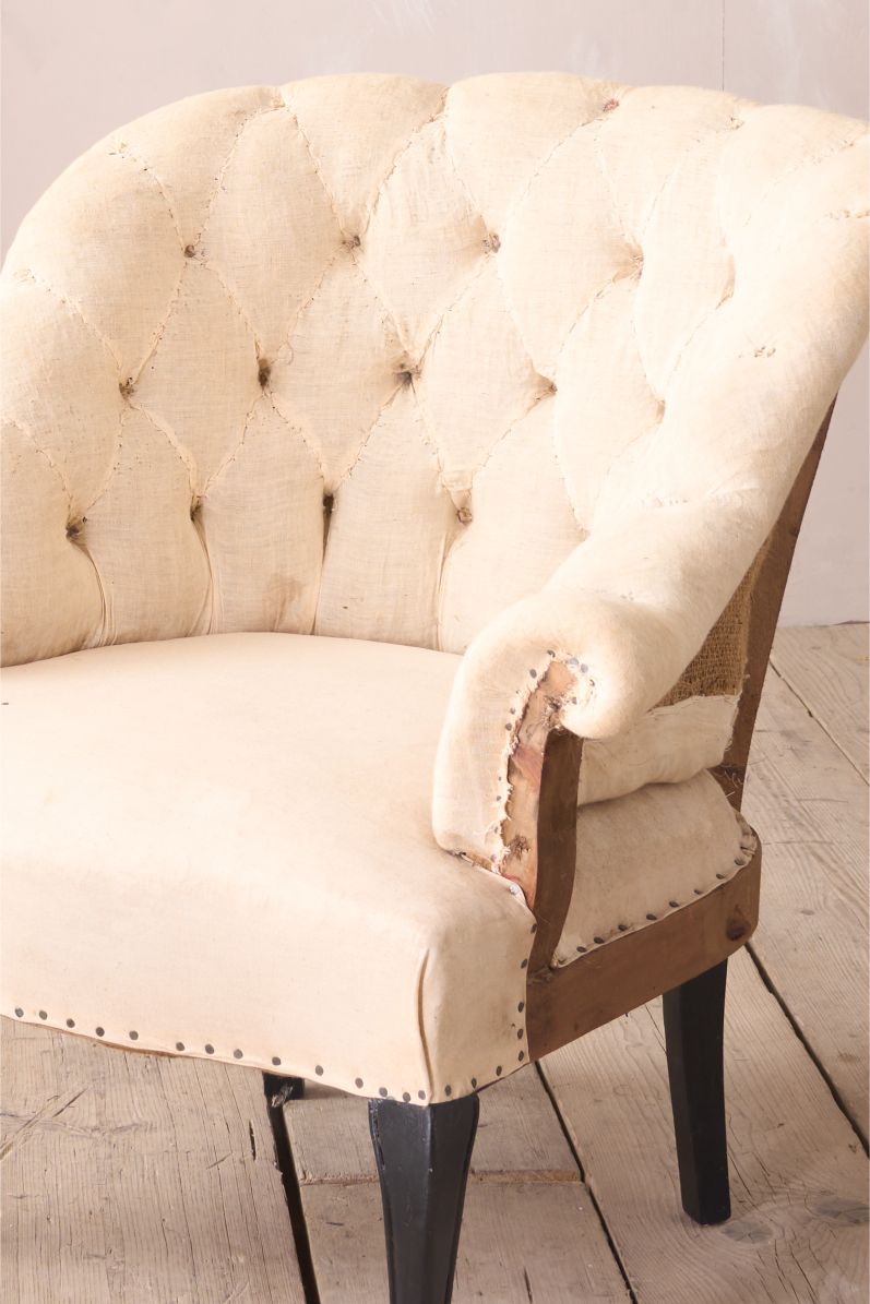 Napoleon III Buttoned back cabriole legged tub chair
