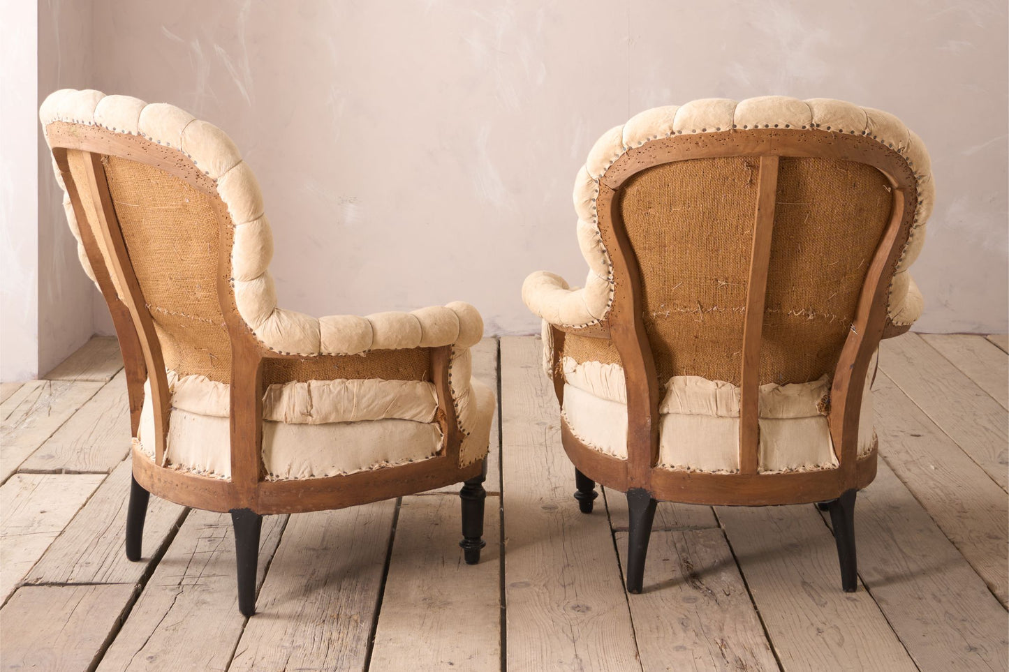 Pair of Napoleon III Pie crust armchairs