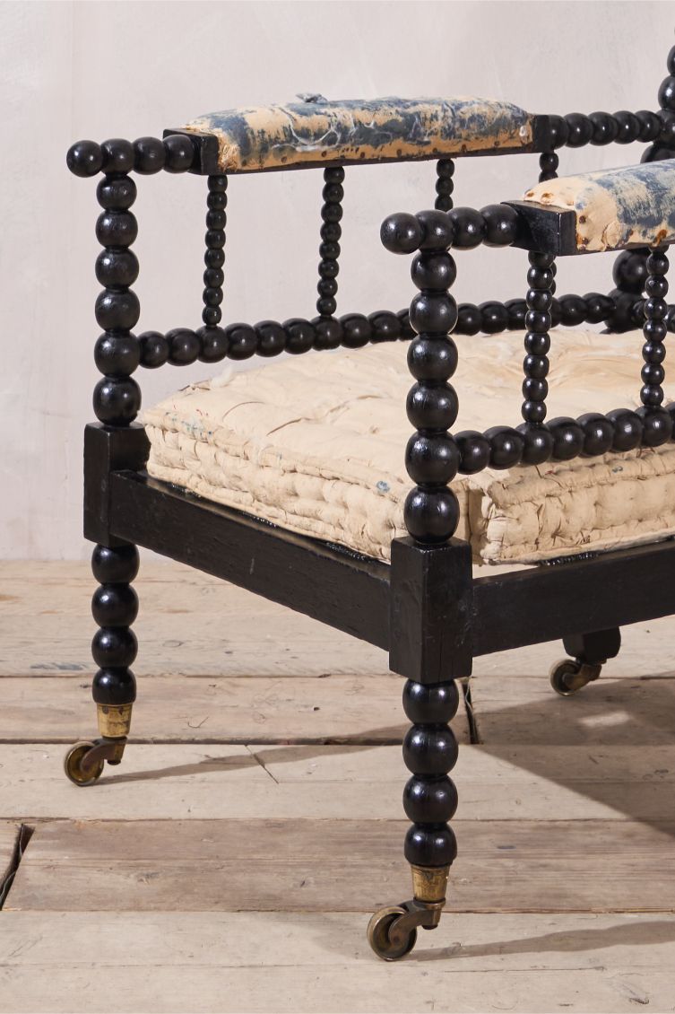 Georgian period Ebonised bobbin library chair